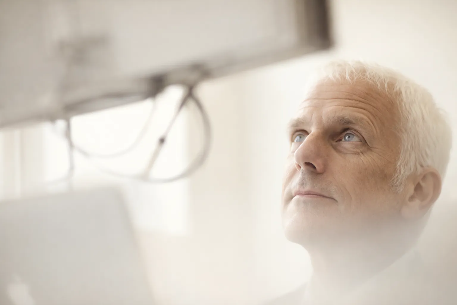 A researcher looking up