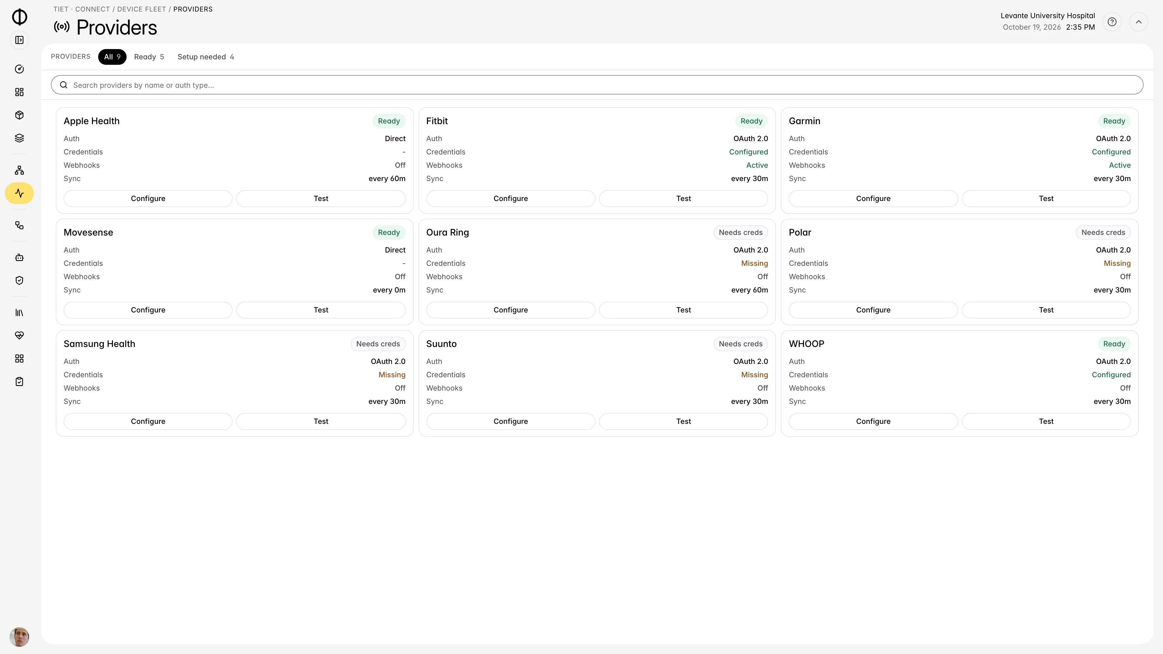 Tiet · Connect directory of connected provider systems
