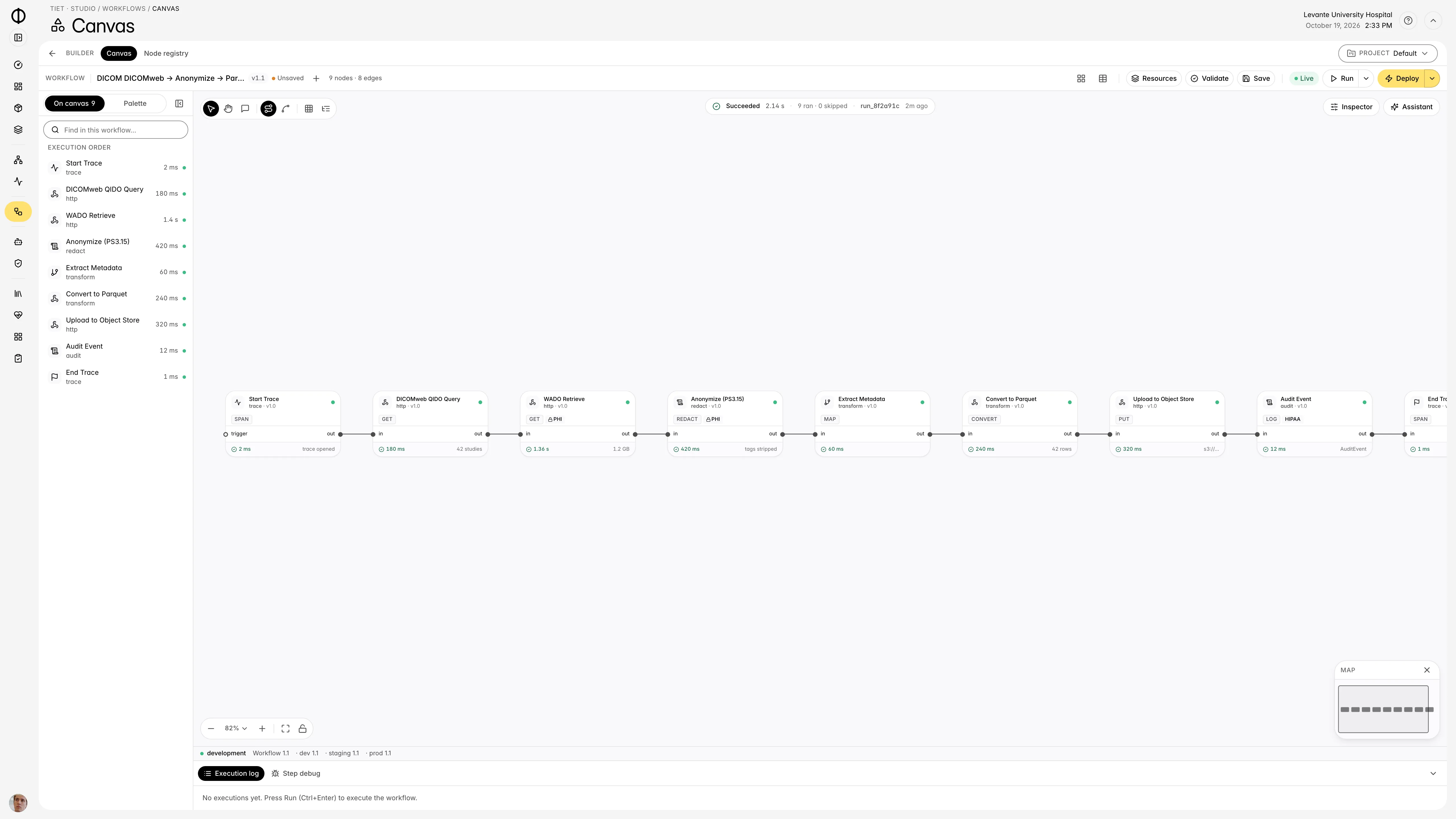 Tiet · Studio canvas for an imaging (DICOM) workflow