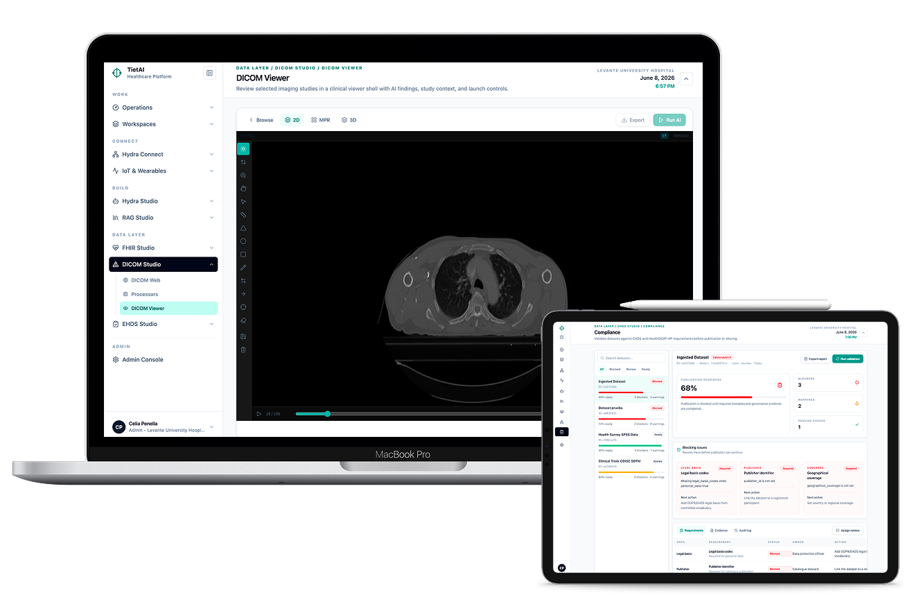 Hydra Platform DICOM viewer and compliance dashboard for La Princesa