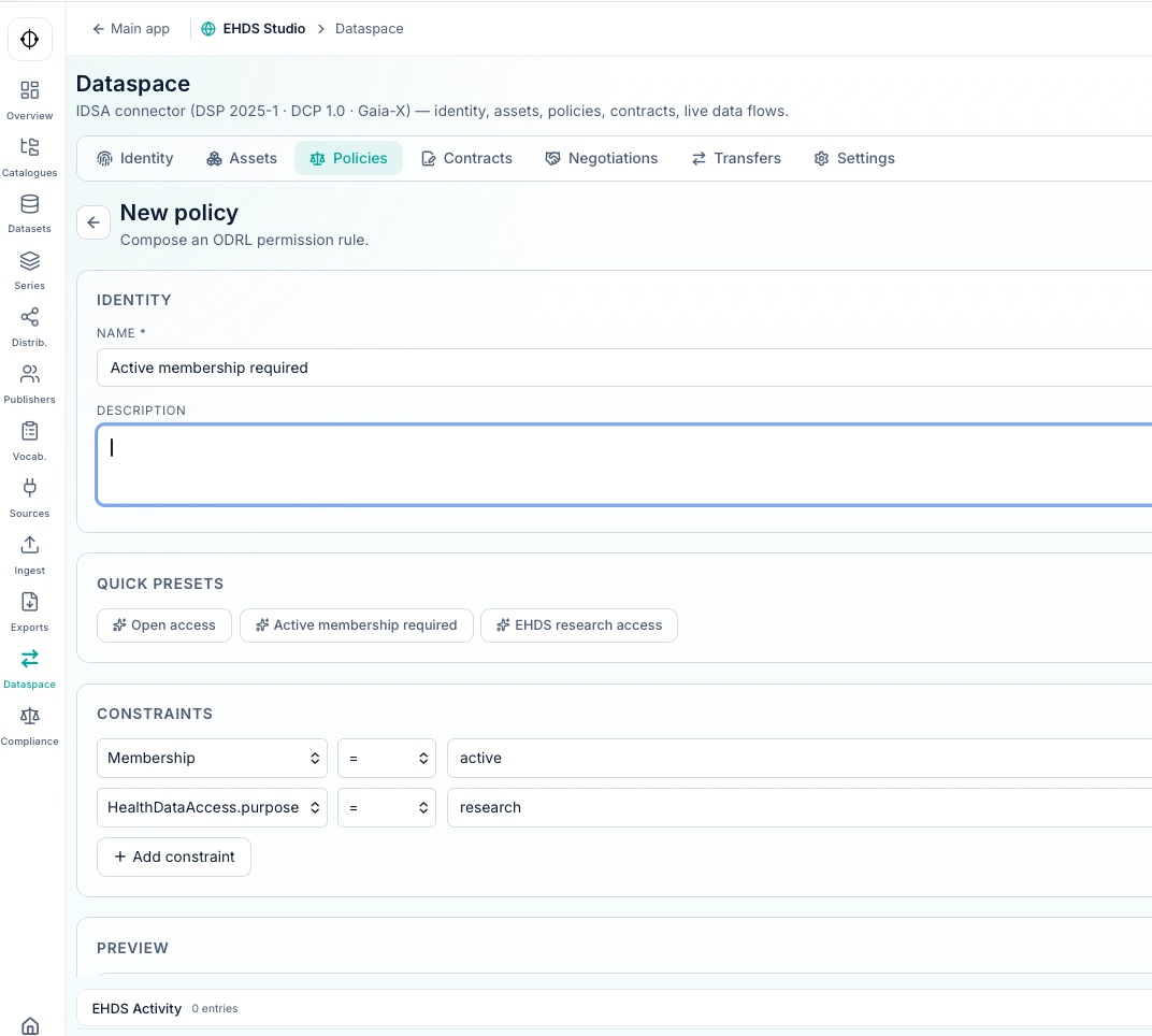 Rules and governance layer for the European health data space