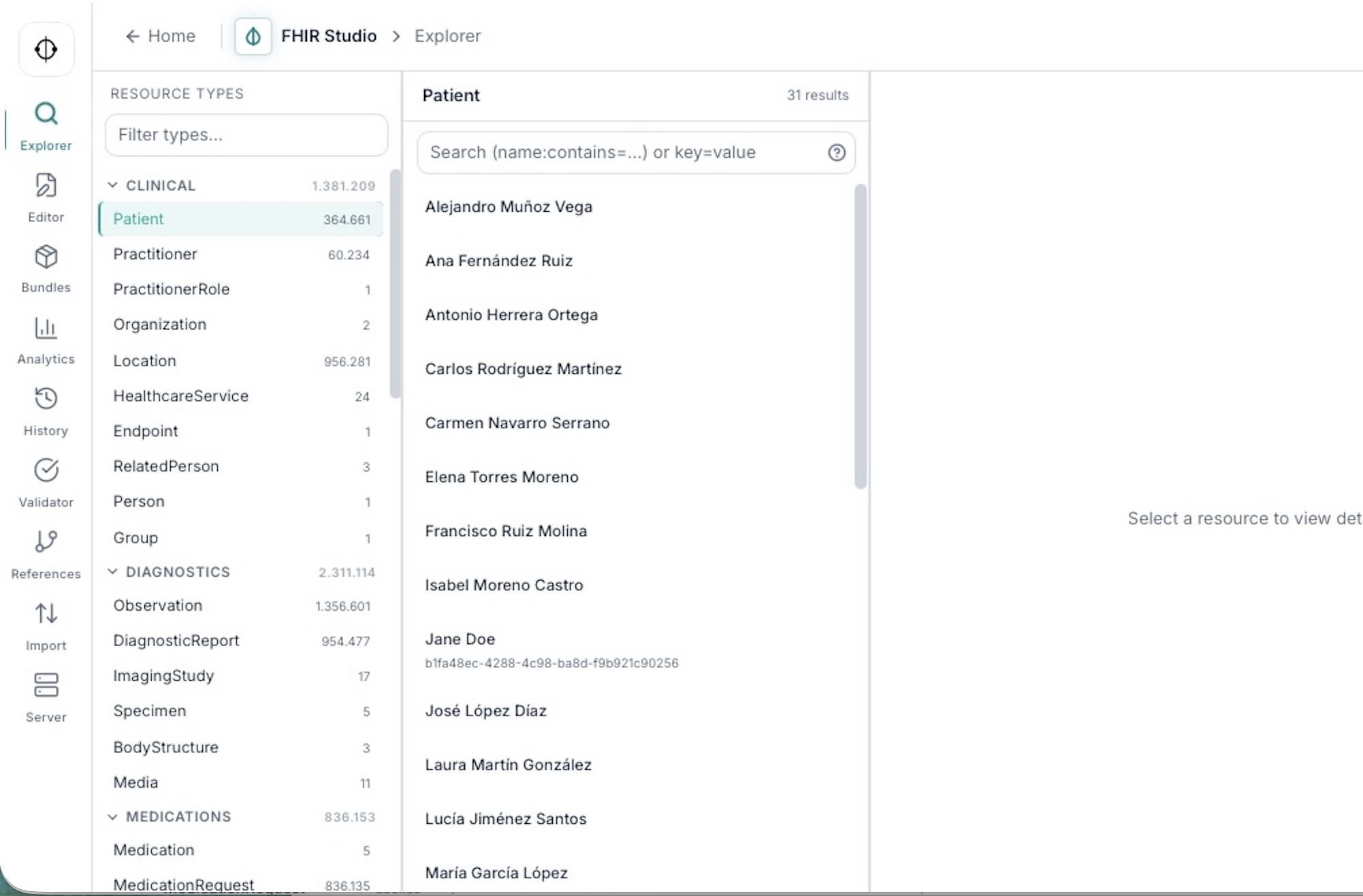 FHIR server for clinical data exchange